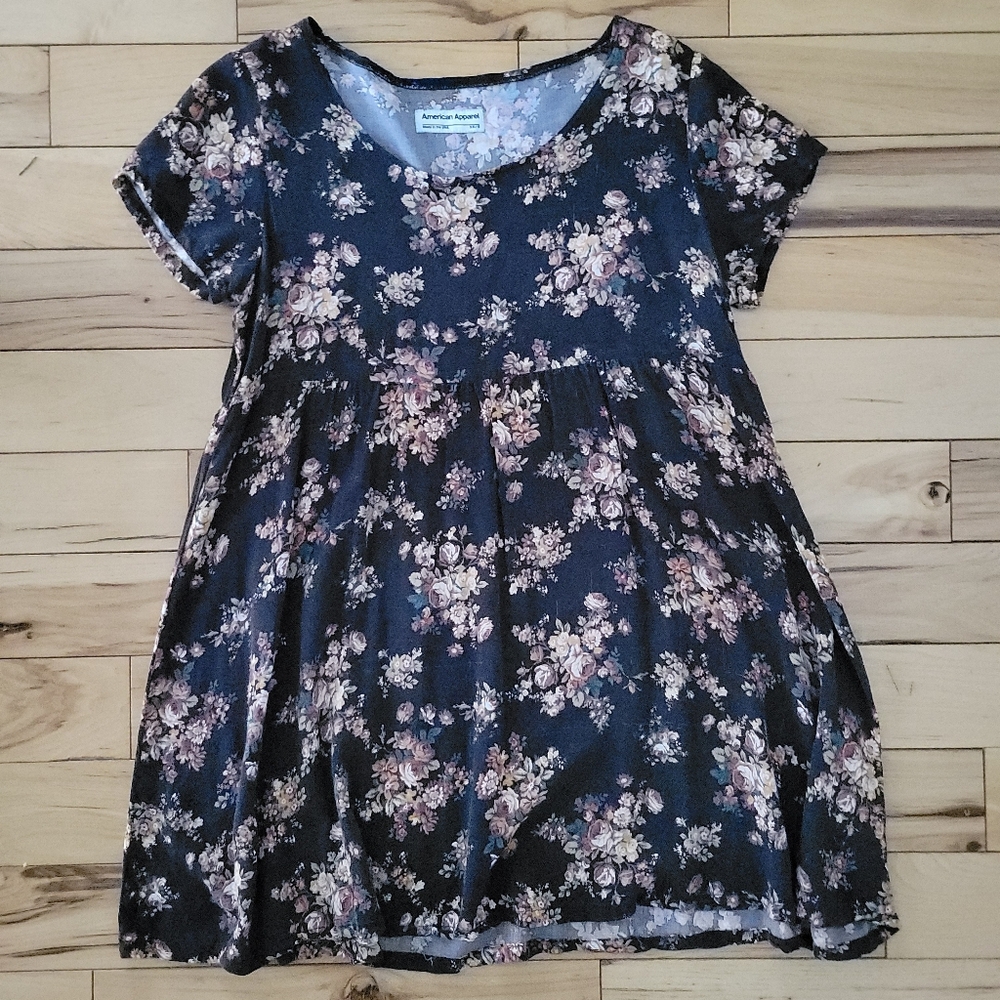 American Apparel Floral Multicolor Babydoll Dress Boho Cottagecore Fairycore